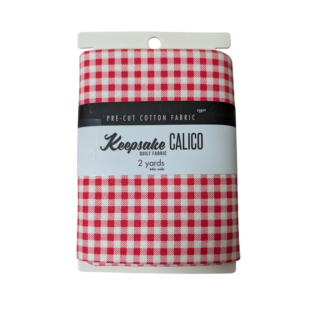 Jo-Ann Keepsake Calico Pre-Cut Cotton Fabric 2 Yards Red White Gingham Check
